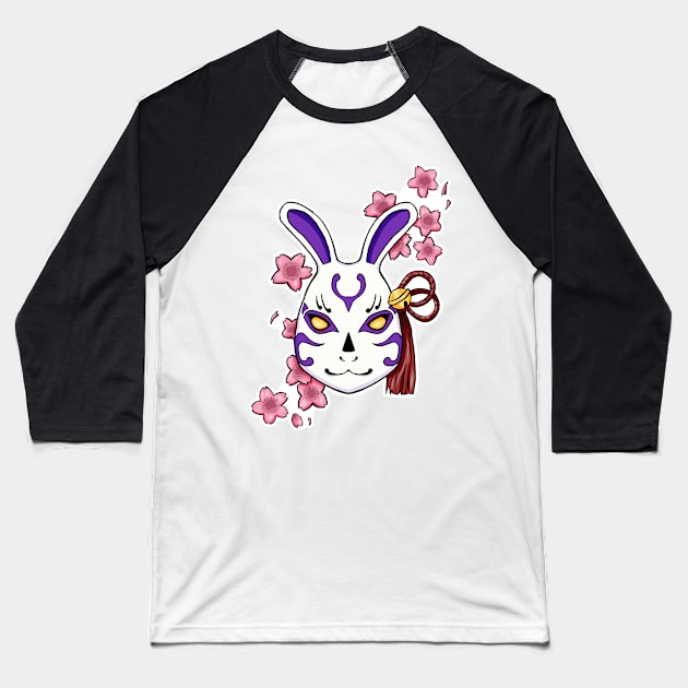 Blossoming Habits: A Cherry Blossom Japanese Mask Purple Baseball T-Shirt by alexandre-arts